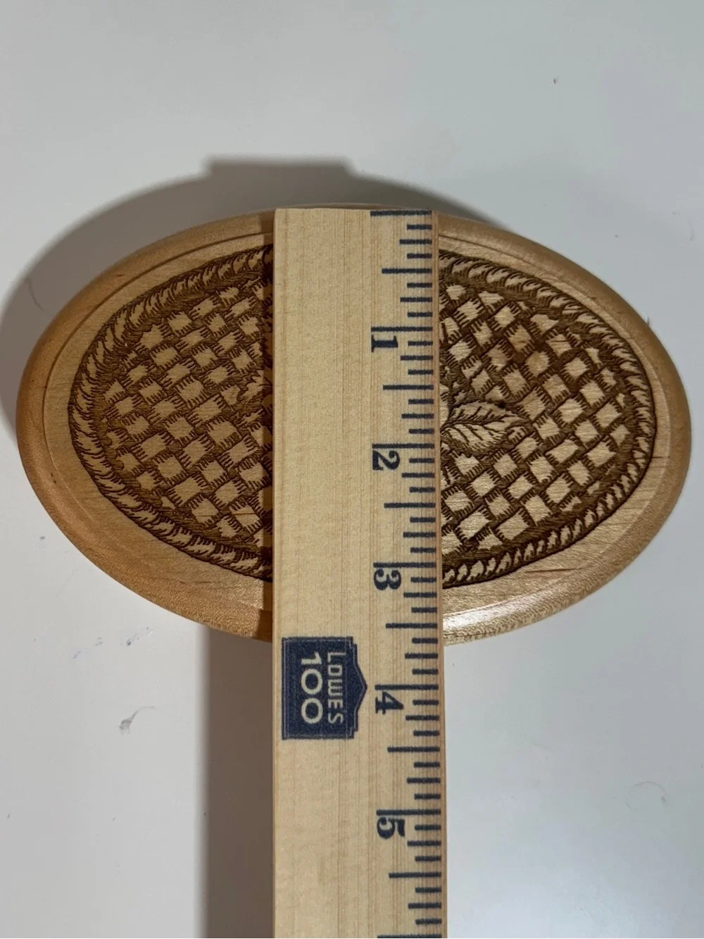 Handmade Oval Wood Trinket Box with Floral Pyrography - Natural Wood